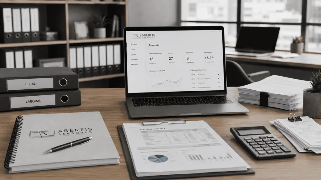 Oficina de asesoría con documentación fiscal, laboral y contable para empresas y autónomos